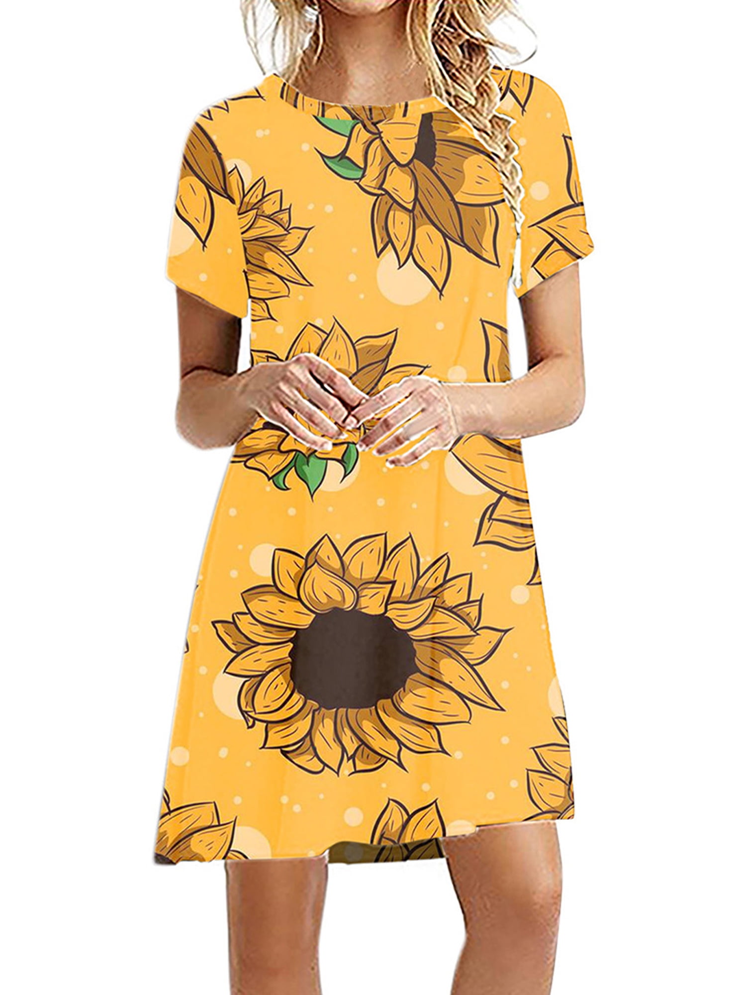 LEADOKO - Womens Sunflower Print A-Line ...